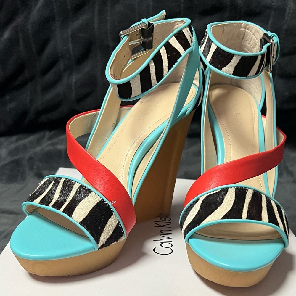Calvin Klein ‘Dani Zebra’ Haircalf Wedge Heels